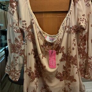 Southern Fried Chics sequin blouse